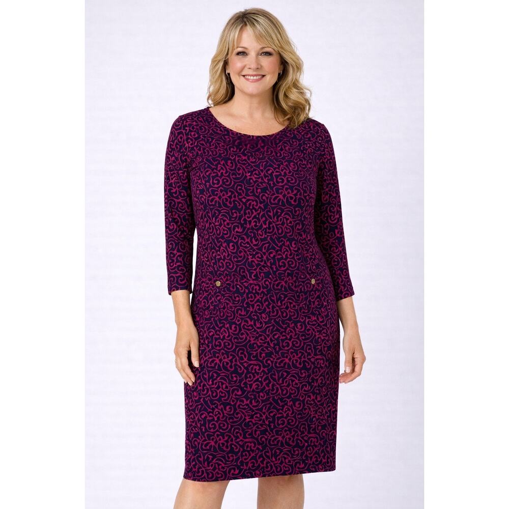 Jude Connally Blue Pink Geometric‎ Dress Jude Cloth Preppy Office Womens Size XS